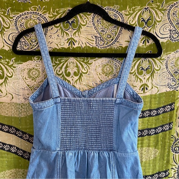 Pilcro And The Letterpress Blue Cool Girl Chambray Sleeveless Mini Dress Size 6 - Picture 9 of 14